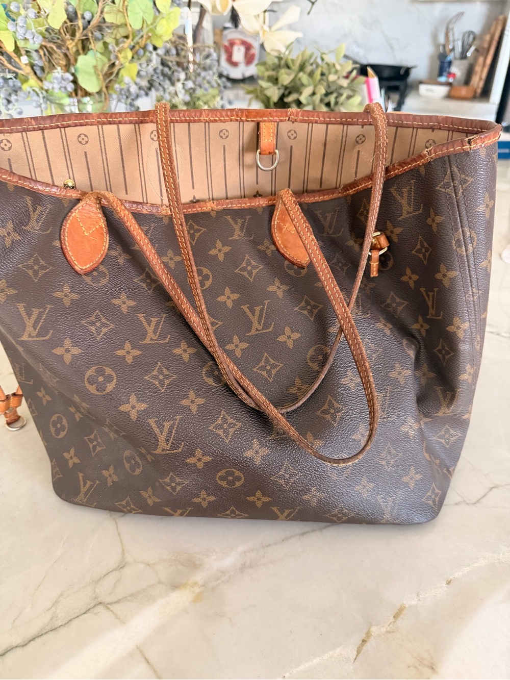 Louis Vuitton Brown Monogram Canvas Tote with Vachetta Trim